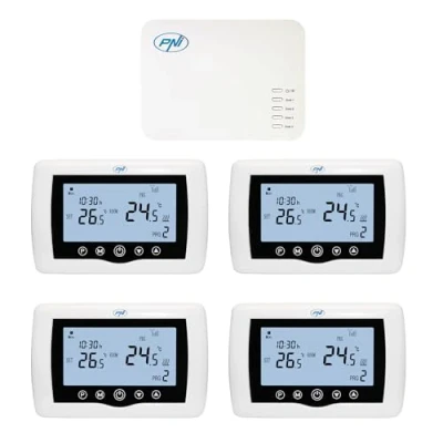 Afbeelding van PNI CT440 Smart draadloze thermostaat met wifi, 4 zone besturing via internet, voor verwarmingssystemen, pompen, magneetventielen, TuyaSmart App