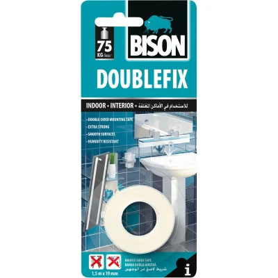 Afbeelding van Bison Montagetape Dubbelzijdig Tape 1,5m x 19mm tot 75KG*
