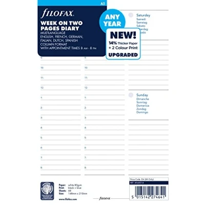 Afbeelding van Filofax Weekplanner A5, ongedateerd, wit