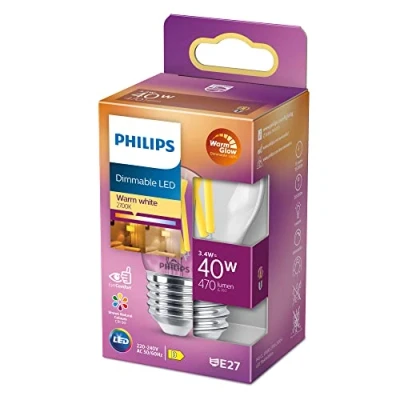 Afbeelding van Philips LED Kogellamp Transparant 40 W E27 Dimbaar warmwit licht
