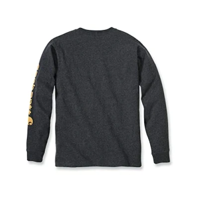 Afbeelding van Carhartt Heren T shirt met lange mouwen en signatuur logo, grijs.