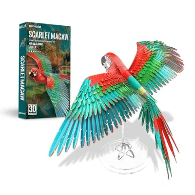 Afbeelding van Piececool 3D puzzel van metaal Macaws Aras modelbouw dierenmodel metalen voor 340 roestvrij staal volledig 1:1 restauratie verjaardagscadeau modelbouwset