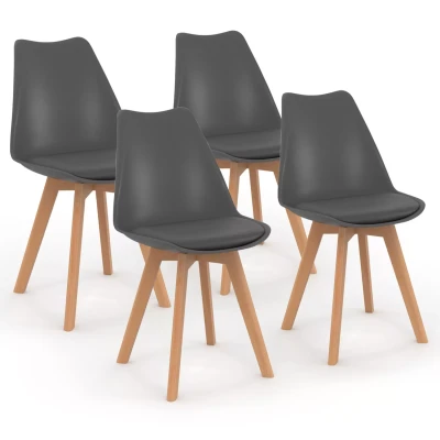 Image de Lot de 4 chaises scandinaves SARA gris foncé pour salle à manger