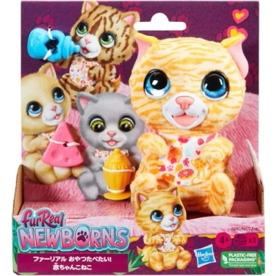 Afbeelding van furReal Newborns, kitten, animatronic pluche dier met geluiden, interactief huisdier voor kinderen, vanaf 4 jaar