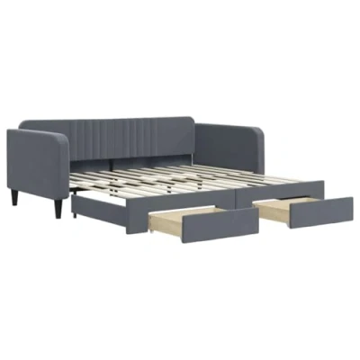 Afbeelding van vidaXL Slaapbank onderschuifbed lades 100x200 cm fluweel donkergrijs
