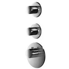 Afbeelding van SB AESTHETICS Round Inbouw thermostaatkraan met 3 uitgangen omsteller en stopkraan chroom 1208954953