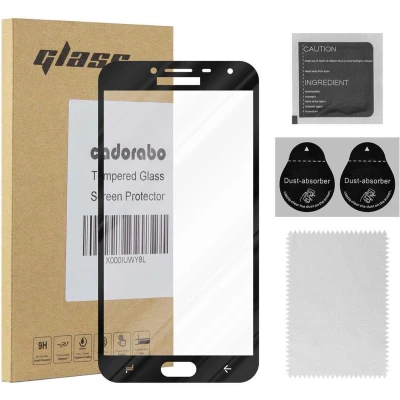 Afbeelding van Cadorabo Screenprotector geschikt voor Samsung Galaxy J4 2018 Volledig scherm pantserfolie Beschermfolie in TRANSPARANT met ZWART Gehard (Tempered) display beschermglas 9H hardheid 3D Touch
