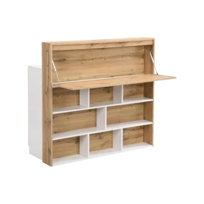 Afbeelding van Vente unique Bar met 2 deuren en 1 lade van MDF Wit Naturel LAMONIA L 120 cm x H 115 D 50