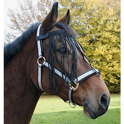 Afbeelding van Vliegenfrontriem nylon zwart maat pony