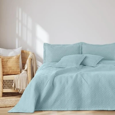Afbeelding van AmeliaHome Ophelia sprei, 260 x 280 cm, ultrasoon gewatteerde polyester, lichtblauw