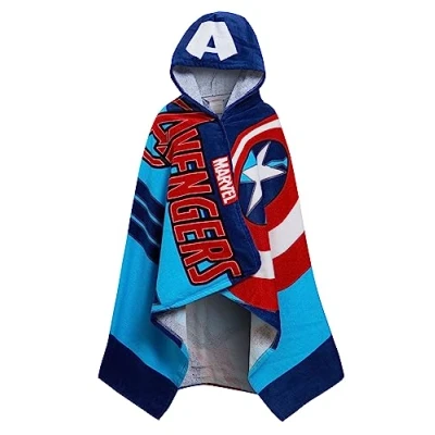 Afbeelding van Marvel Captain America Avengers 100% katoenen hoodie handdoek poncho kinderen strandlaken badhanddoek wrap jongen luierbadjas