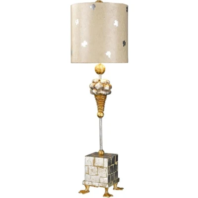 Afbeelding van Flambeau LED Tafellamp Pompadour X 1X E27 Max 60W Cream and Silver Leaf