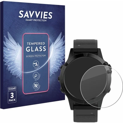 Afbeelding van Savvies Glas Screenprotector voor Garmin fenix 5 (47 mm) / Plus Gehard Beschermglas 9H (3 Stuks)