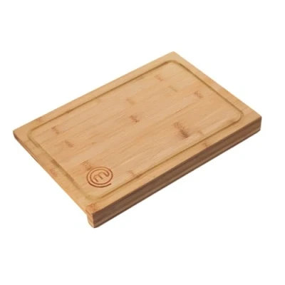 Image de Master Chef Grande Planche à Découper avec Rebord et Rainure À Jus, Pour Préparer, Trancher, Aperitif, Pain, Servir, Bambou naturel, 38,5x26x4 cm