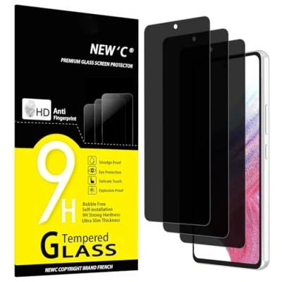 Afbeelding van NEW&#039;C Set van 3, anti spionage gehard glas voor Samsung Galaxy A53 5G displaybeschermfolie effectief tegen krassen zonder luchtbellen extreem robuust hardheid 9H hoek 30