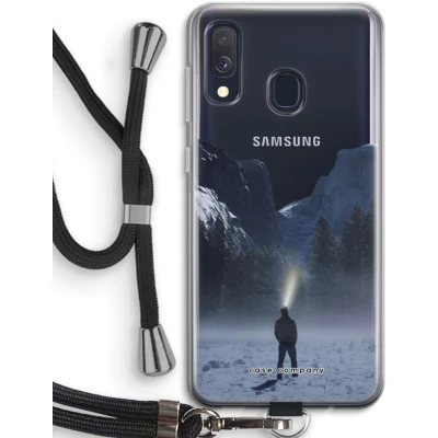 Afbeelding van Case Company® hoesje met Koord geschikt voor Samsung Galaxy A40 Wanderlust Telefoonhoesje Zwart Bescherming aan alle Kanten en Over de Schermrand