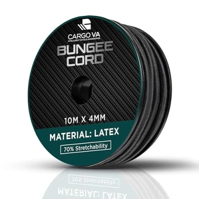 Afbeelding van CargoVA Rubber touw 4mm 10m zwart Expandeertouw 70% rek Weerbestendig spankoord voor aanhangwagens, luifels, dekzeilen enz.