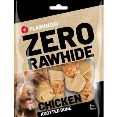 Afbeelding van Flamingo ZERO RAWHIDE Hondensnacks Kauwstaaf hond Geknoopt been met kip 6cm, 6st, 120g