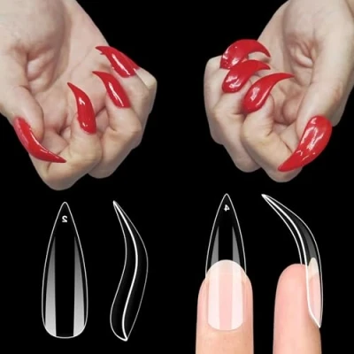Afbeelding van NOVO OVO 120 stuks transparante gel kunstnagels, volledige afdekking voor het drukken van 3D adelaarsklauwnagels, dik, extra hawk, diepe curve, amandel,