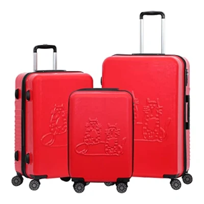 Afbeelding van Biggdesign Cats Koffer Set Kofferset Reiskoffer Met Wielen en Cijferslot Rood van 3