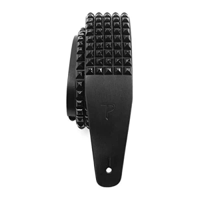Image de Perri&#039;s Leathers Ltd. P25STUD 7112 Sangle de guitare réglable en cuir clouté 104,1 cm à 142,4 pour électrique, acoustique et basse, Noir