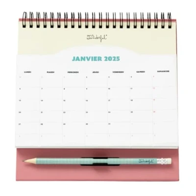Afbeelding van Mr.Wonderful Bureaukalender met tas 2025 om van alle momenten geluk te genieten, inclusief 1 zelfklevend notitieblok