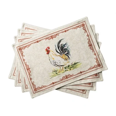 Afbeelding van Campagne Set van 100% katoen, met 4 placemats voor de eettafel, keuken, bruiloft, dagelijks gebruik, diners, lente/zomer (33 cm x 48 cm)