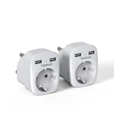 Afbeelding van TESSAN 2 stuks Zuid Afrikaanse adapter met USB, 3 in 1 reisadapter, Afrika, AC stekker reisstekker 2500 W Namibië, type M voor Lesotho