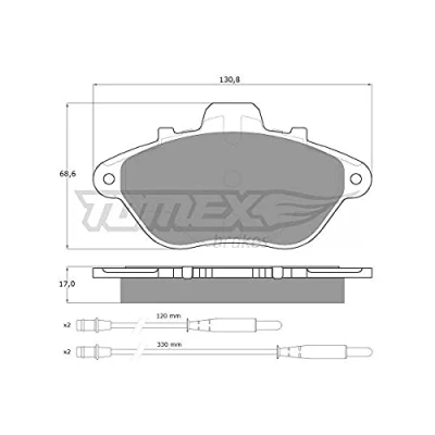 Afbeelding van TOMEX brakes TX 13 45 Remblokkenset Vooras Incl. slijtage waarschuwingscontact Met toebehoren PEUGEOT: 605 Saloon