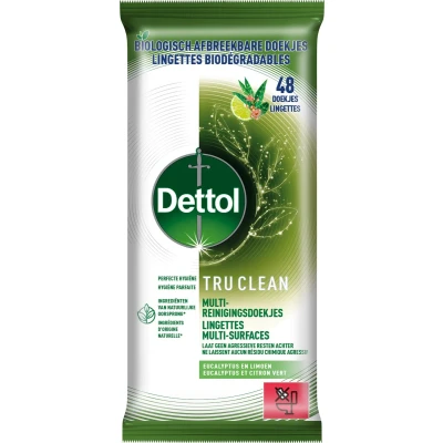 Afbeelding van Dettol Tru Clean Eucalyptus &amp; Lime Doekjes 48ML