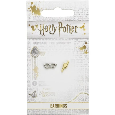 Afbeelding van Harry Potter Bliksemschicht en Bril Oorbellen Zilver Goud
