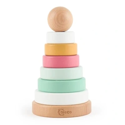 Afbeelding van Bieco Tour à empiler Baby Berry bois durable FSC® 19 cm Jeu d&#039;emboîtement partir de 1 an d&#039;anneaux empilables en pour bébé