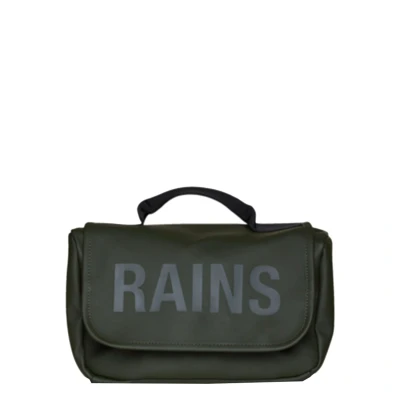 Afbeelding van Rains Texel Toilettas Met Waterafstotende Coating En Logo Groen