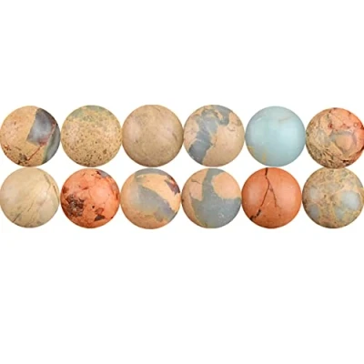 Afbeelding van SKYBEADS Kralen, edelstenen, rijgen, rond, 6 mm, slangenhuid patroon, natuur, Picasso jaspis, 38 cm draad, ca. 60 stuks