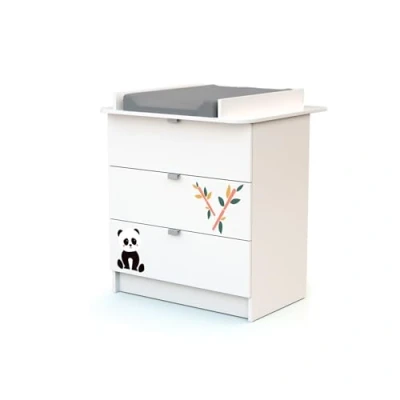 Afbeelding van WEBABY Commode met 3 laden Panda in hout Wit