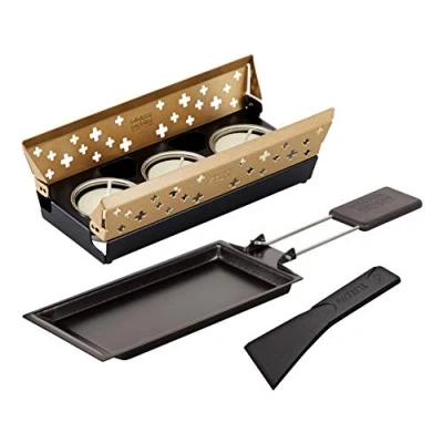 Afbeelding van KUHN RIKON Candle Light Mini Zwitserse kruis, raclette set, goud, anti aanbak grill pannetje, met theelicht