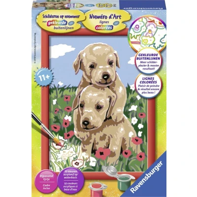 Afbeelding van Ravensburger Schilder Op Nummer Knuffelende Puppies