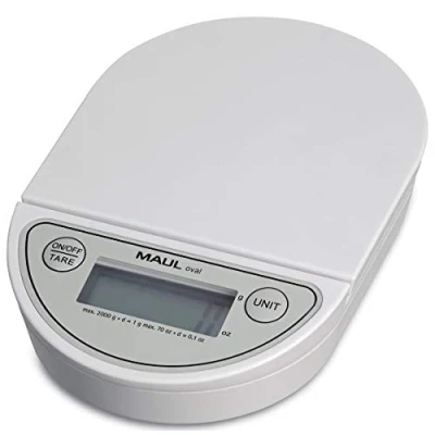 Afbeelding van Maul Postweegschaal Oval 2 Kg ( /1gr) Incl. Batterij Wit Brievenweger