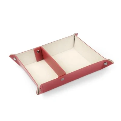 Afbeelding van Londo Lederen Dienblad Organizer Praktische Opslag voor Portemonnees, Horloges, Sleutels, Munten, Mobiele Telefoons en Kantoorapparatuur (Rood)