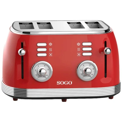 Afbeelding van SOGO Human Technology Broodrooster voor 4 sneden Controlelampje, Toastfunctie Rood (metallic)