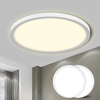 Afbeelding van LQWELL® Led plafondlamp, IP44, badkamerlamp, waterdicht, rond, plat, 18 W, 4000 K, 1600 lm, dun, voor woonkamer, badkamer, slaapkamer, keuken, kelder, kantoor, 220 x 24 mm