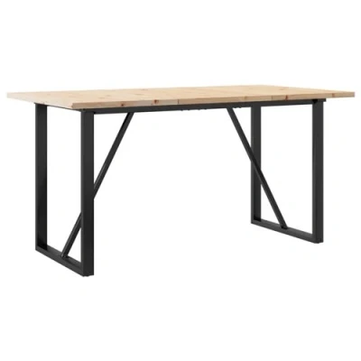Afbeelding van vidaXL Eettafel O frame 160x80x75,5 cm massief grenenhout en gietijzer