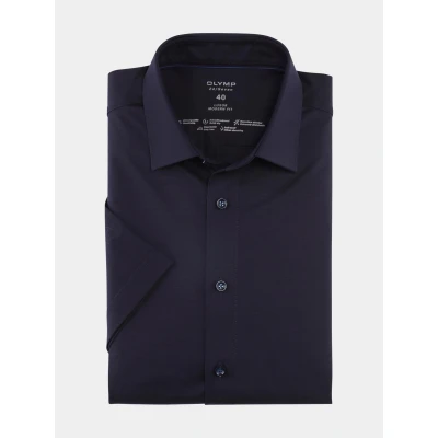 Afbeelding van OLYMP Luxor Jersey Overhemd 24/Seven Donkerblauw maat 39 Heren Effen met Modern fit Pasvorm Stretch