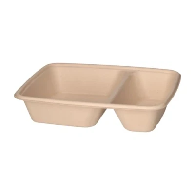Afbeelding van Bio Futura Boite Repas en Bagasse 800 ml, 2 Compartiments Écru Carton 300 unités