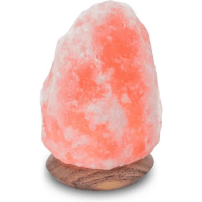 Afbeelding van Himalaya Salt Dreams Zoutlamp Tafellamp 1,7Kilo 18cm Hoog Houtenvoet