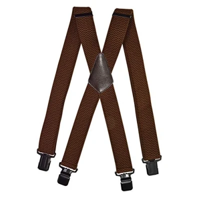 Afbeelding van Olata Bretels voor heren, breed, X, met extra brede zwarte clips, 4 cm, Bruin