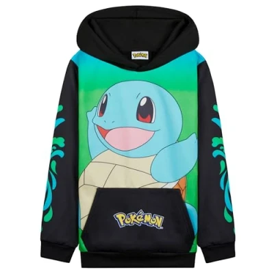 Afbeelding van Pokemon Hoodies voor kinderen, jongens, kangoeroezak, zwart/groen (Carapuce Green)