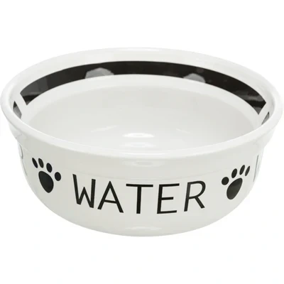 Afbeelding van Trixie Drinkbak Hond Water Keramiek Wit / Zwart 600 ML 15 CM