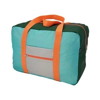 Afbeelding van Max opvouwbare reistas, blauw, M, Groen/Oranje