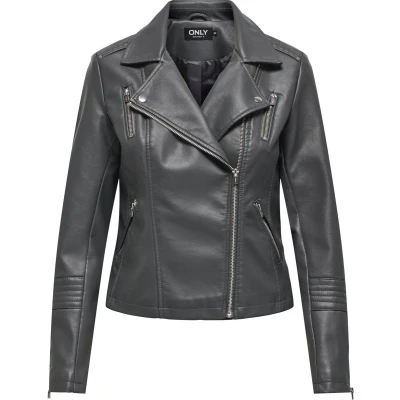 Afbeelding van ONLY Onlgemma Biker Imitatieleren jas, Dames, Maat: 34, Magnet